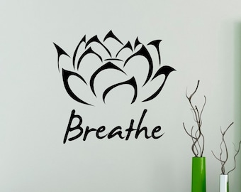 Yoga Inspiration Breathe Wall Vinyl Decal Yoga Lotus Wall Sticker Yoga Studio Decor Living Room Wall Murals Housewares 1(lts)