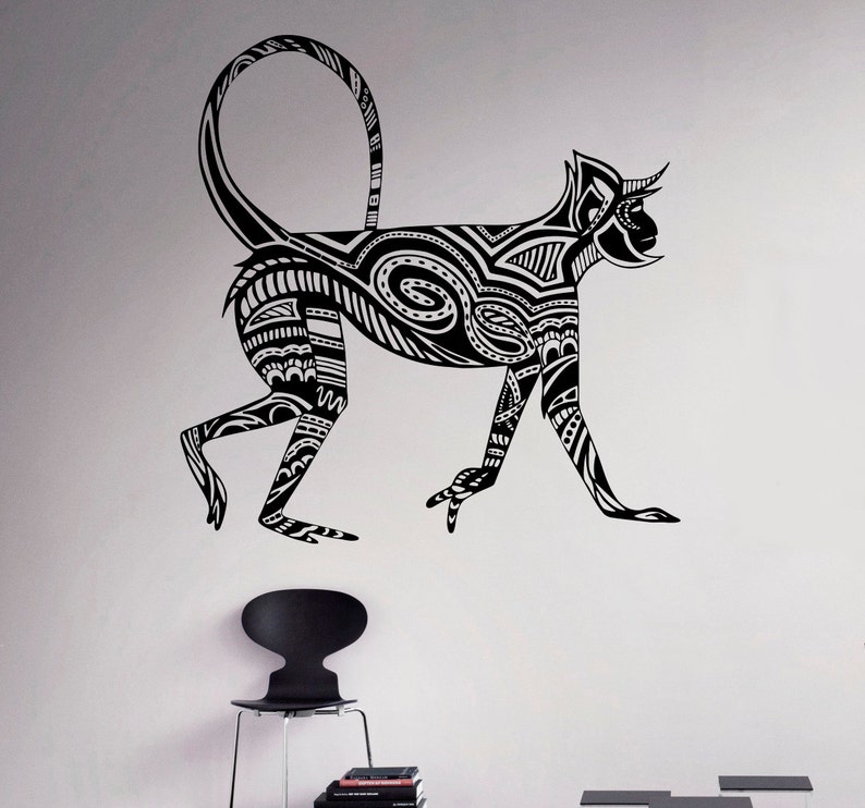 Monkey Wall Decal Ape Marmoset Vinyl Sticker Animals Wall Art Decor Home Interior Room Office Design 10 etn
