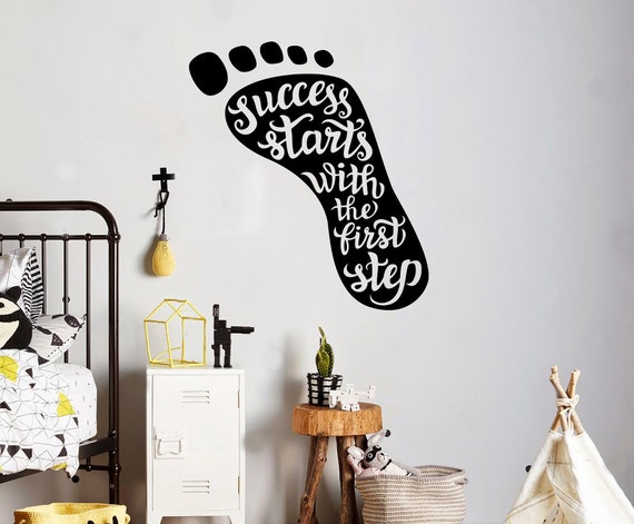 motivation quotes wall decal success starts first step wall | etsy