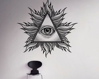 Wandtattoo „Allsehendes Auge“ – Vinyl-Aufkleber 71x71 Cm, Illuminati-Symbol, Für Wohnzimmer & Büro