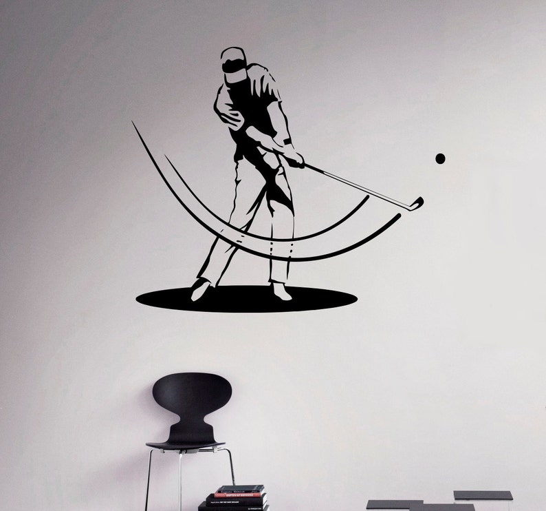 Golf Player Vinyl Decal Golf Ball Wall Sticker Sport Home Wall Etsy