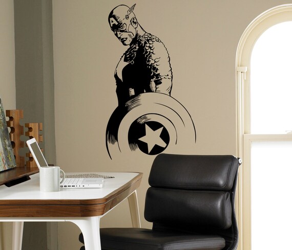 Captain America Avengers Wall Decal Vinyl Sticker Comics Superhero Art Decor Home Interior Kids Room Custom Design Bedroom Ideas 6 Cap