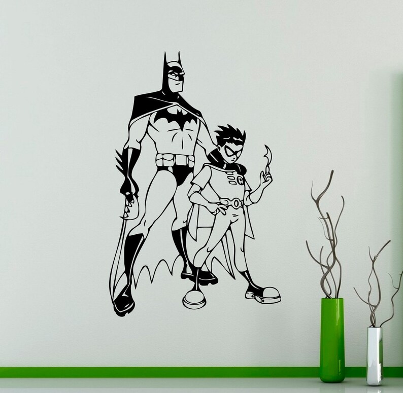 Batman and Robin Wall Decal Comics Superhero Vinyl Sticker Etsy