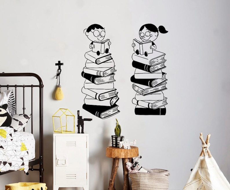 Children Books Wall Decal Vinyl Sticker Library School Etsy