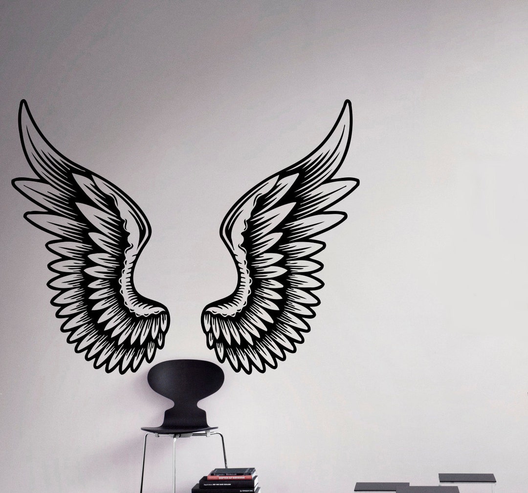 Angel Wings Wall Decal Beautiful Feathers Vinyl Sticker Home Decor ...
