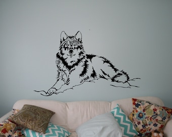 Hermoso vinilo de lobo para pared, diseño de animales salvajes, naturaleza salvaje, decoración de interiores, murales artísticos para sala de estar y dormitorio (wlf)
