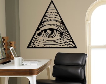 Alziend oog piramide muur vinyl decal Illuminati zucht sticker decor woonkamer muurschilderingen huishoudelijke artikelen 9(isn)