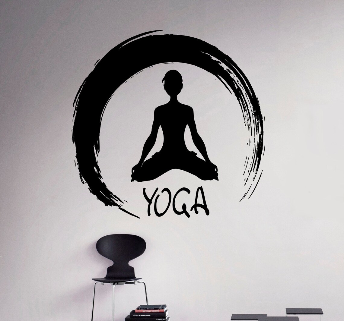 Yoga Wall Vinyl Decal Yoga Lotus Pose Wall Sticker Yoga Studio Etsy