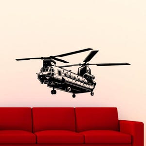 Chinook CH-47 Helikopter Väggdekal Vinylklistermärke Heminredning Konst Inredning Idéer Stencil Fototapet 4432