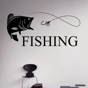Fishing Wall Decal Hobby Vinyl Sticker Nature Home Interior Decor Art Murals Living Room Bedroom Decor 1(fsh)