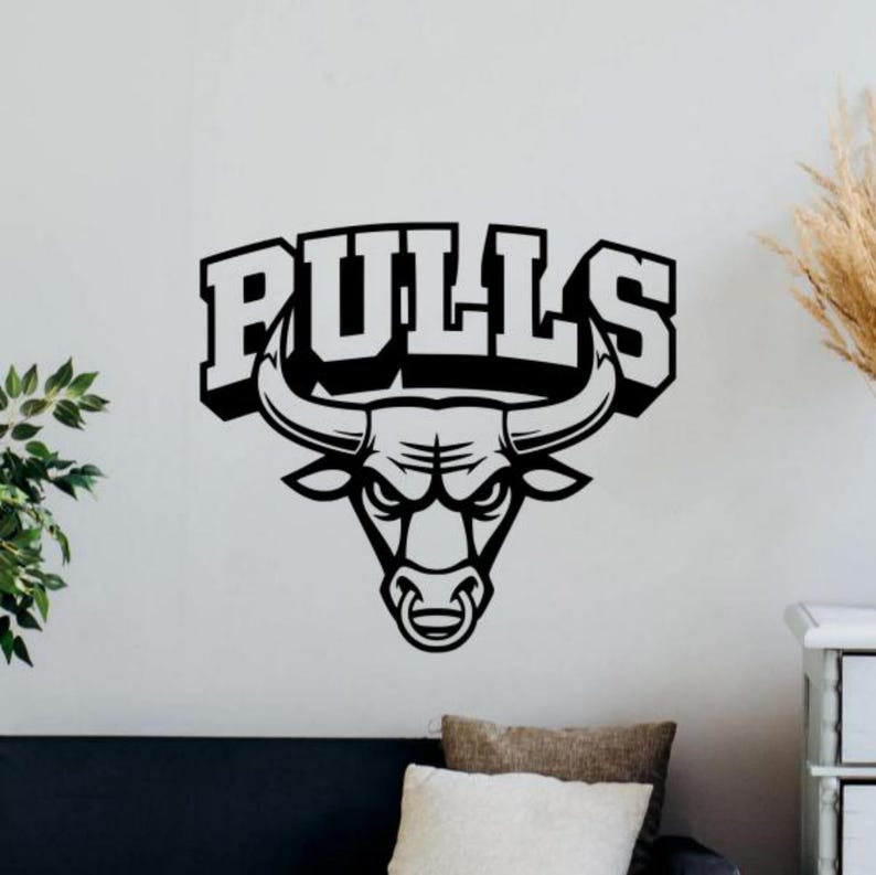 Bulls Wall Decal Vinyl Sticker Team Mascot Sport Home Art Decor Ideas ...