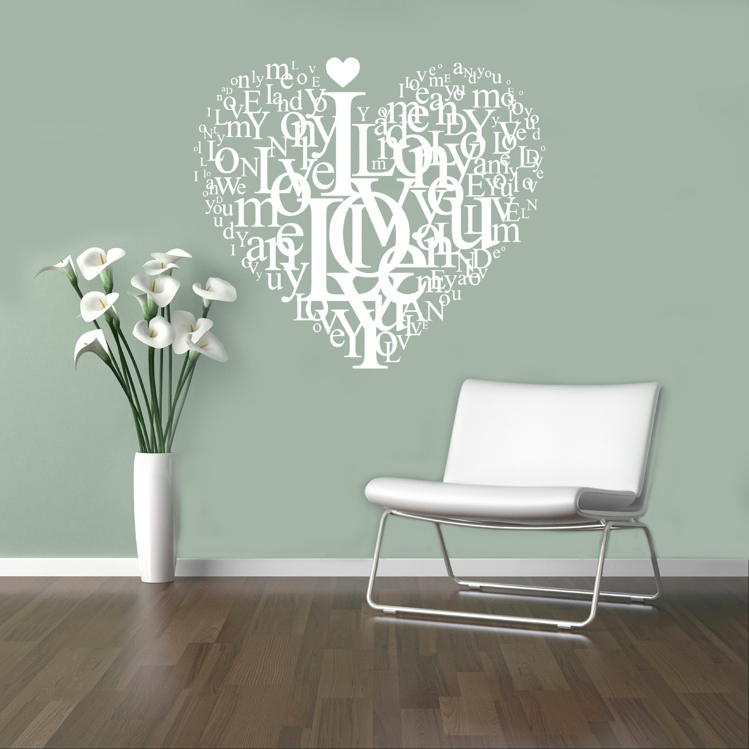 Loving Heart Wall Vinyl Decal Romantic Decor Vinyl Sticker Home ...