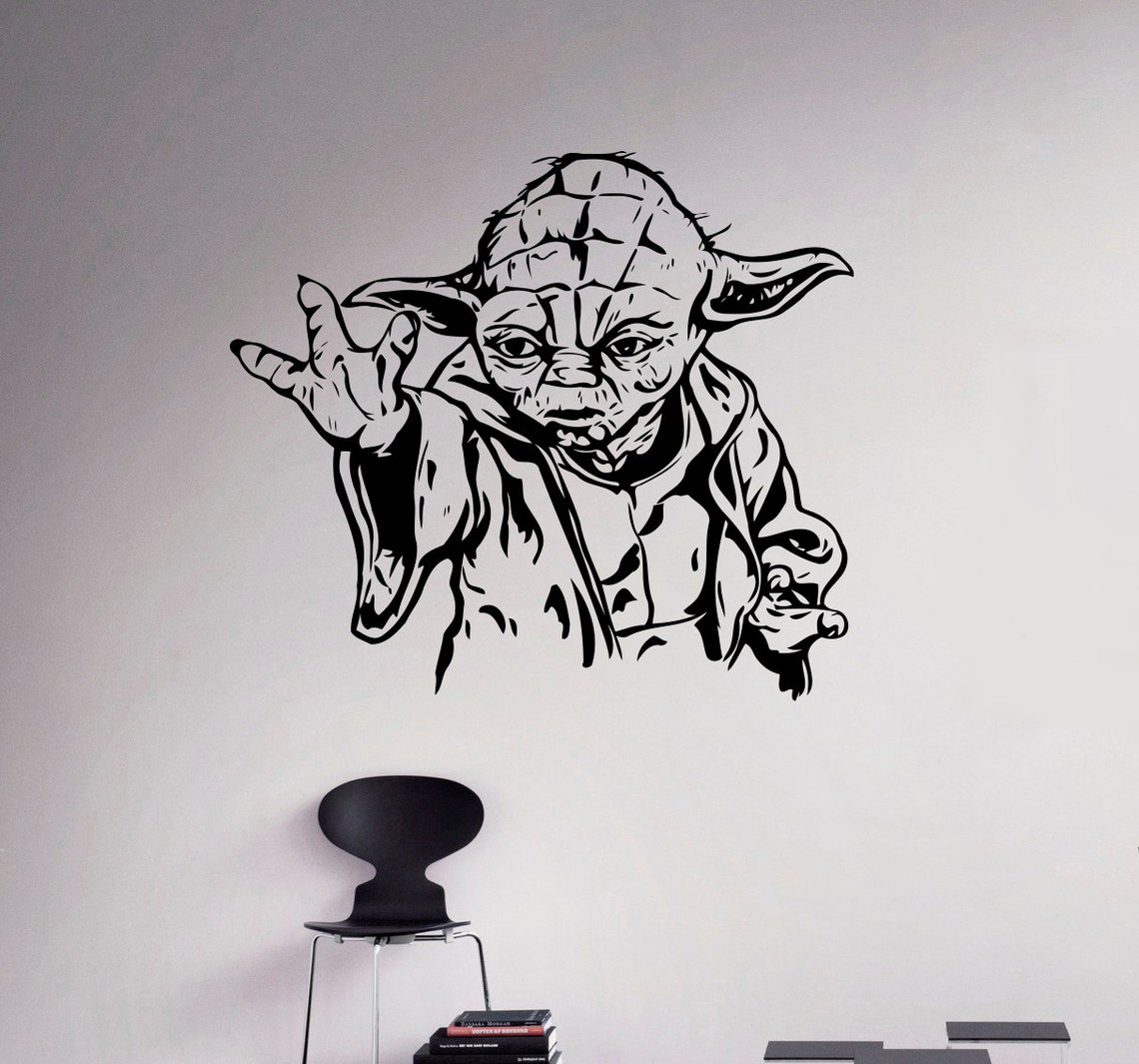 Jedi Master Yoda Wall Vinyl Decal Star Wars Wall Sticker Home Etsy