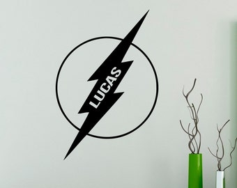 Flash Wall Decal Vinyl Sticker Superhero Logo Custom Name Personalized Decals Home Decor Housewares Removable Decor Wall Art 4(shl)