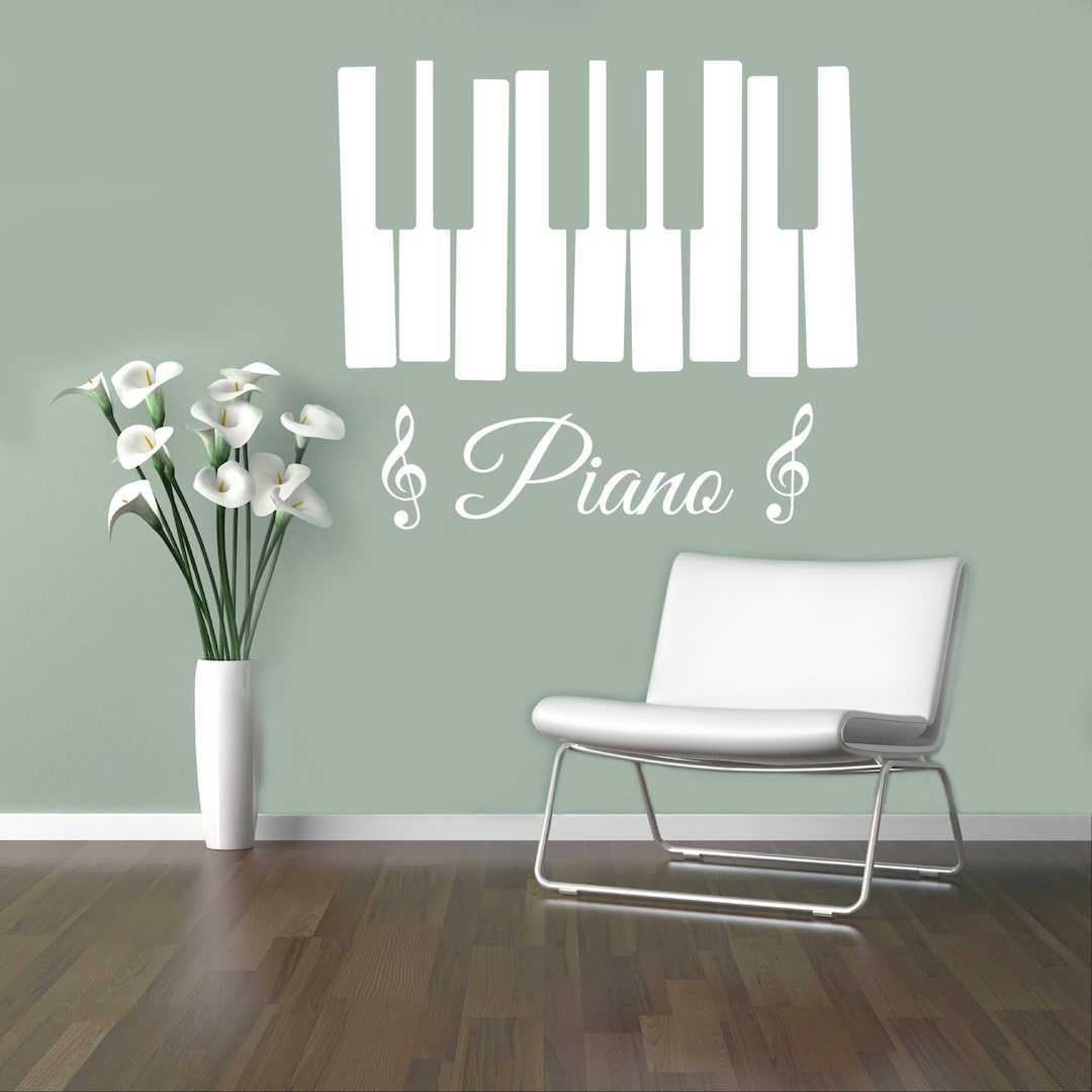 Piano Keys Wall Vinyl Decal Musical Notes Wall Sticker Treble Clef Home ...