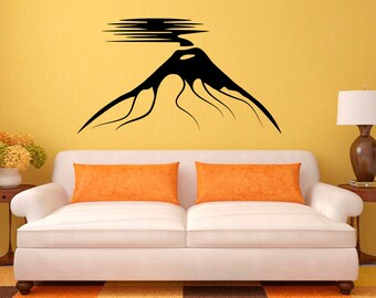 Burning Volcano Wall Vinyl Decal Mountain Landscape Wall Sticker Home Interior Bedroom Decor Wall Design 12(mnt)