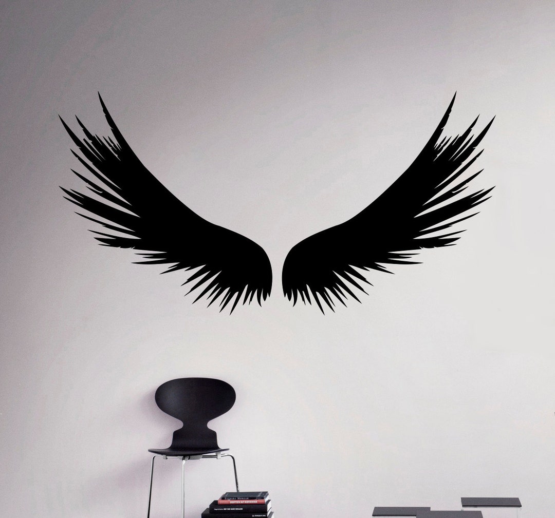 Dark Angel Wings Wall Decal Feathers Vinyl Sticker Home Decor Ideas ...