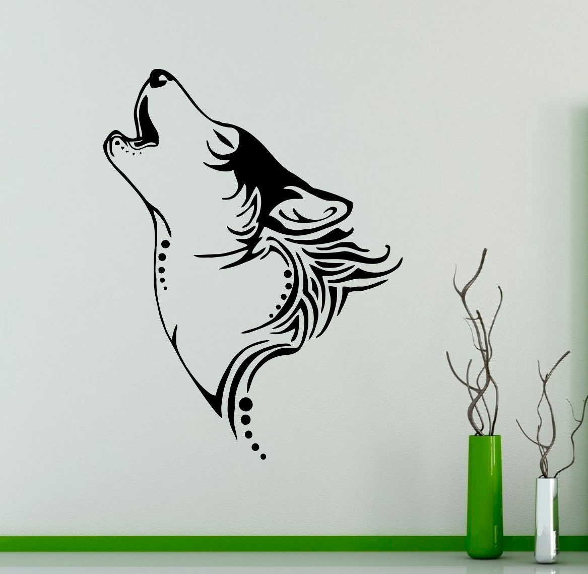Howling Wolf Wall Decal Wild Animals Vinyl Sticker Wild Nature Home ...