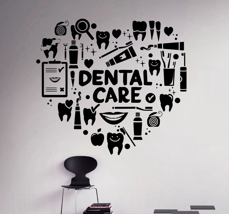 dental care wall decal dentist vinyl sticker wall art decor | etsy