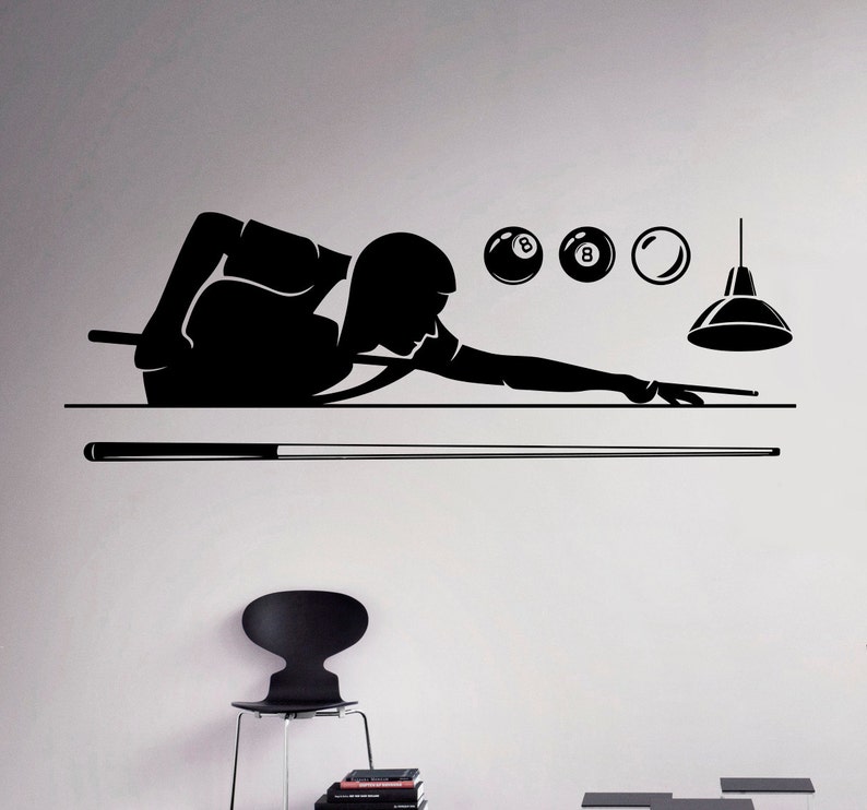 billiard pool wall decal poolroom vinyl sticker sport wall art | etsy