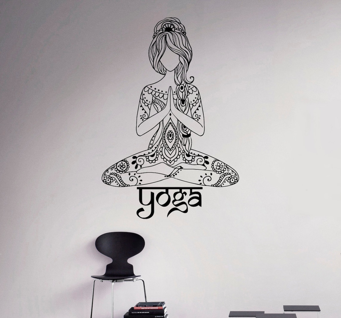 Yoga Wall Vinyl Decal Yoga Lotus Pose Wall Sticker Yoga Studio Etsy