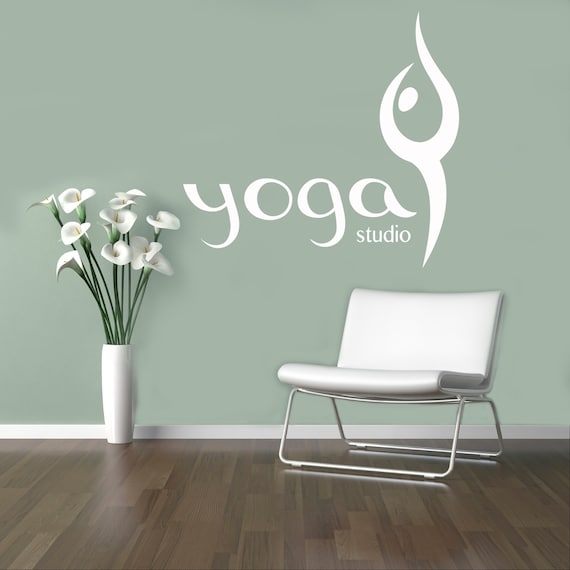 yoga studio wall vinyl decal yoga symbol wall sticker decor | etsy