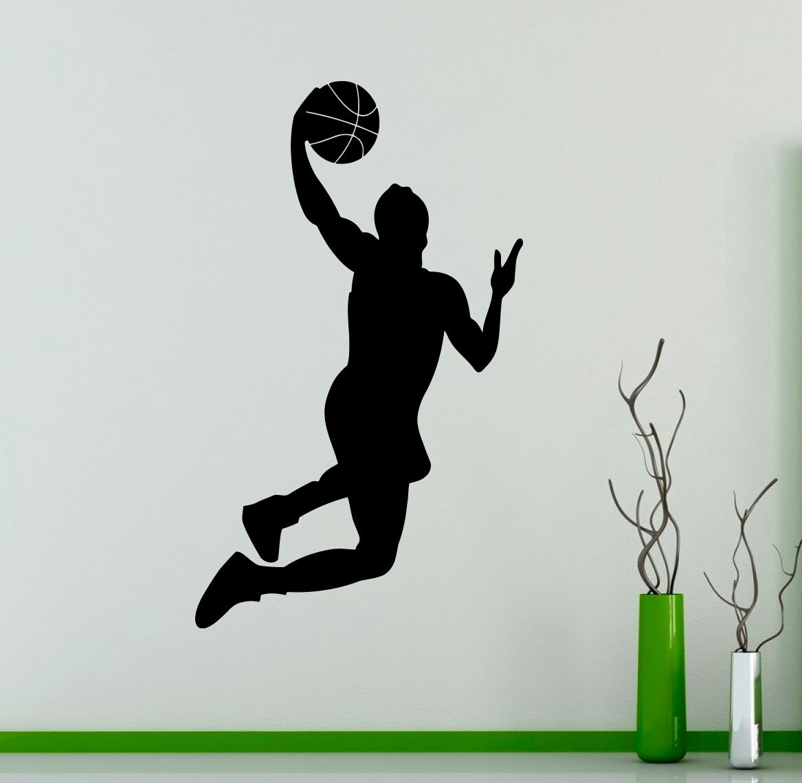 Basketball Player Vinyl Decal Slam Dunk Wall Vinyl Sticker Etsy