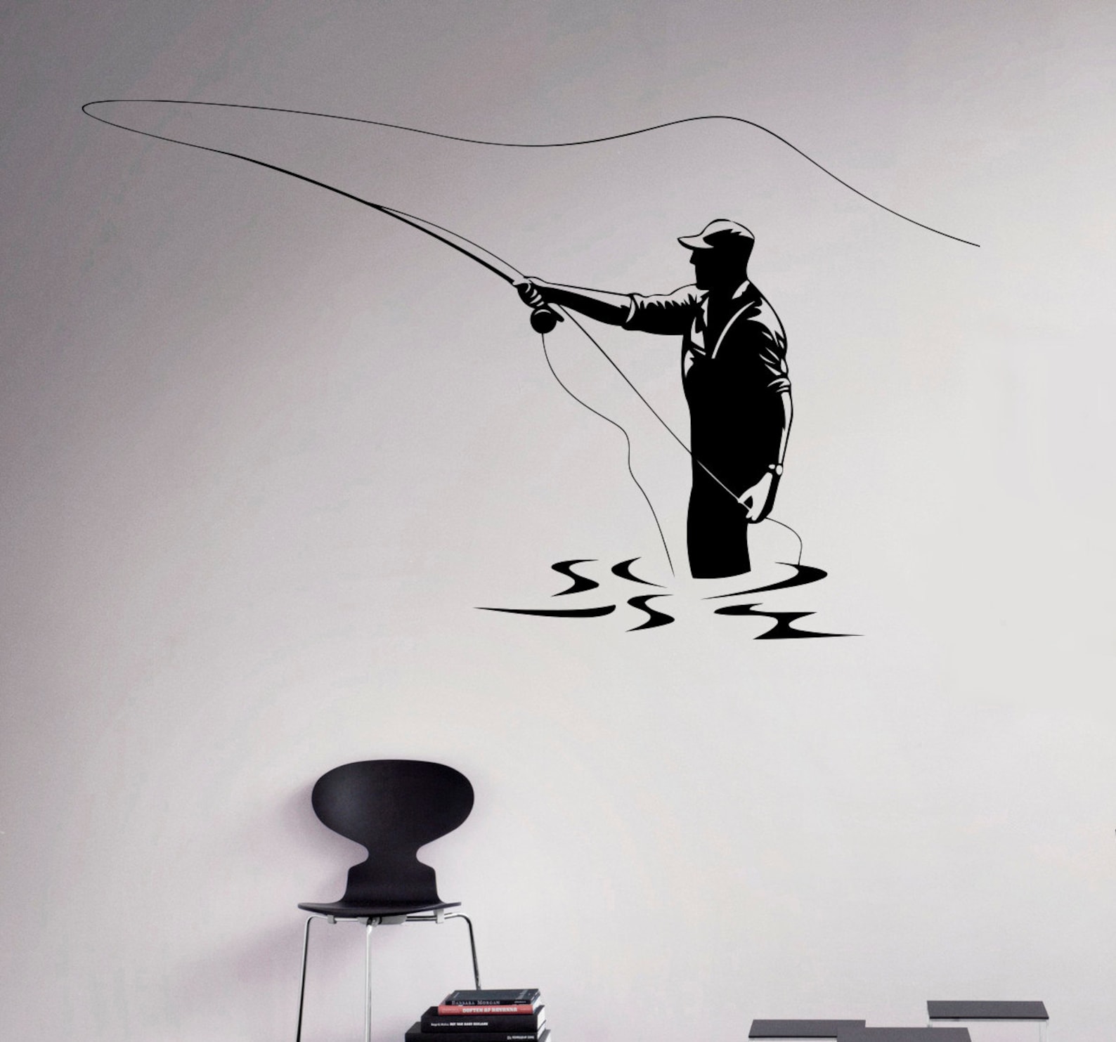 Fishing Wall Decal Fishing Rod Vinyl Sticker Hobby Home Etsy
