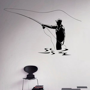 Fishing Wall Decal Fishing Rod Vinyl Sticker Hobby Home Interior Decor Art Murals Living Room Bedroom Decor 5(fsh)