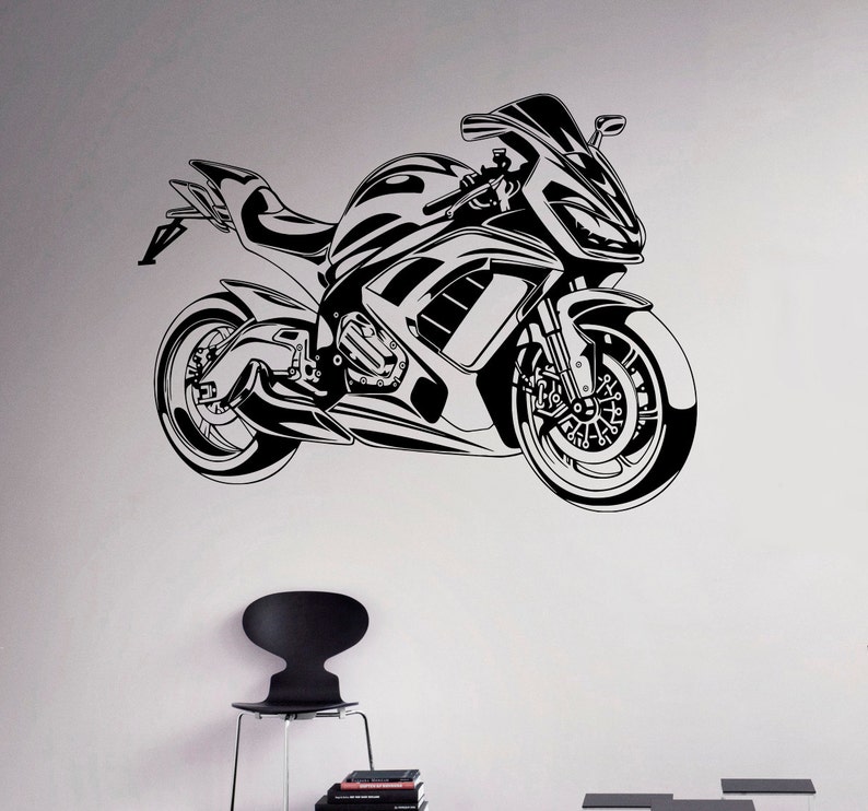 sport bike wall vinyl decal motorbike wall sticker garage | etsy