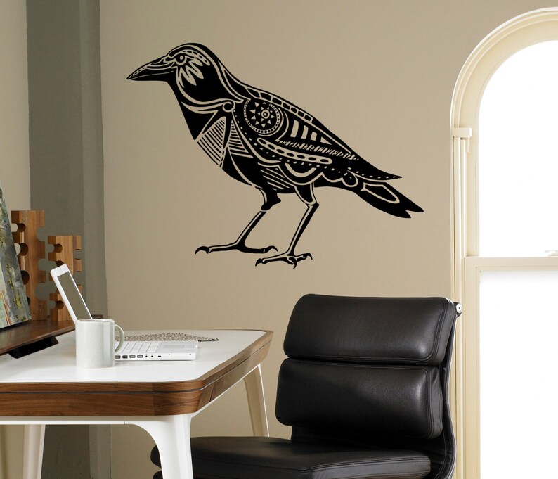 Raven Wall Decal Bird Crow Vinyl Sticker Animals Wall Art Decor Home Interior Room Office Design 9 etn