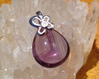 Beautiful High Quality Natural Amethyst pendant with sterling silver plating and free gift pouch