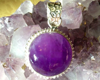 Natural Amethyst pendant Sterling silver plated