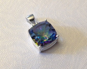 Gorgeous Rainbow Topaz pendant solid Sterling silver