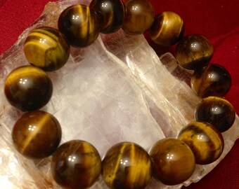 Genuine natural High Quality Tiger's Eye bracelet - tiger eye beads 14mm - Tiger eye bracelet jewelry for men and women