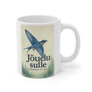 Jõudu Sulle Swallow Mug – Estonian National Bird Coffee Cup – Strength to You – Inspirational Eesti Gift – Forest Nature Ceramic Mug