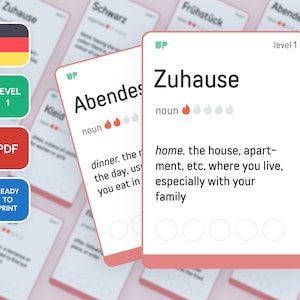 Printable German Flashcards | Montessori Cards for Adults and Kids | Learn German Words with Flash Cards | Digital Download | Level 1