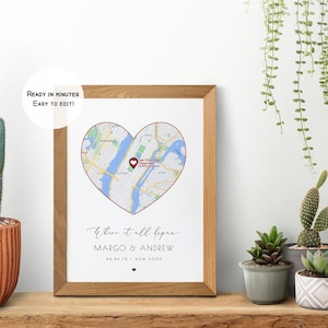 Where We Met Map, Jahrestag Geschenk, Jahrestag Geschenk, Geschenk für Freund, Geschenk für Freundin, Valentinstag Geschenk, Karte Drucken