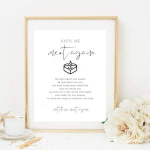 Until We Meet Again Sign, Wedding Memorial Sign, Celebration Of Life Sign, Memorial Sign for Wedding, Modern Minimalist Wedding Signs, DIY