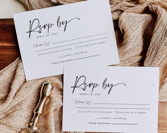 Helena | RSVP card Template, Wedding RSVP Card Template, Wedding Response Card, Editable Replay Card Template, Printable RSVP Card