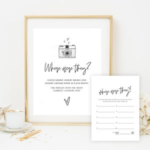 Ellia | Where Were They Bridal Shower Game Template, Where Were They Game, Couples Photo Game, Minimalist Bridal Shower, Editable, Download
