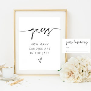 Guess How Many Candies are in the Jar, Baby Shower Candy Guessing Game, Funny Baby Shower Games, Guess How Many Shower Game, Baby Trivia