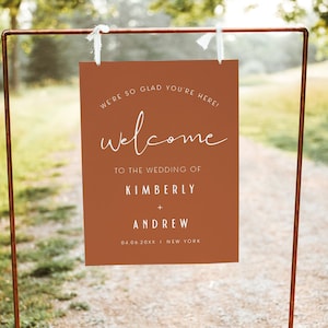 We&#39;re So Glad You&#39;re Here Sign, Minimalist Terracotta Wedding Welcome Sign, Terracotta Wedding, Modern Welcome Sign, Minimalist Wedding Sign