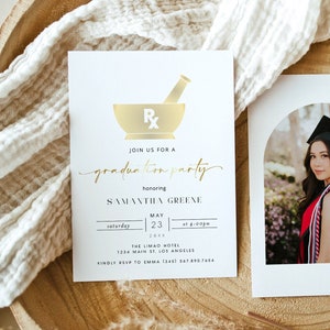 Pharmacy Graduation Invitation Template, Pharmacist Graduation Invite, RX Graduation Invitation Printable,  100 % Editable Text Evite DIY