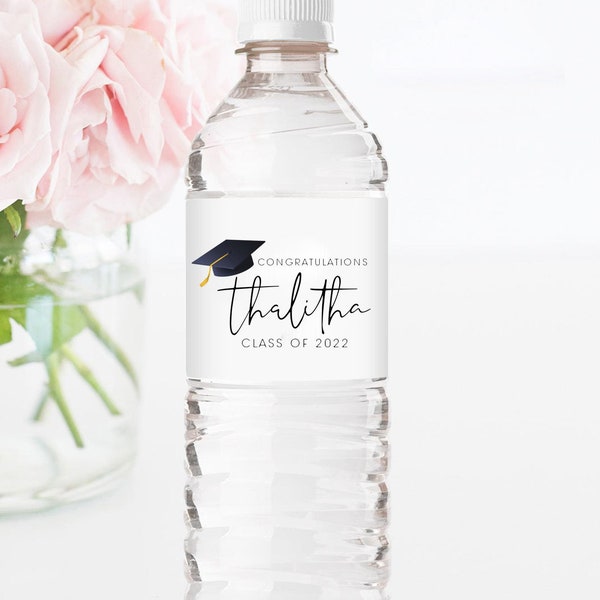 Water Bottle Labels Graduation Template, Graduation Party Water Bottle Labels, Graduation Favors, Modern Graduation Decor, Class of 2022