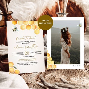 Bee Bridal Shower Invitation Template, Honey Bridal Shower Invite, Bride to Bee Invite, Honey Bee Bridal Shower Instant Digital