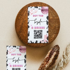 Buy The Bride a Drink Template, Space Cowgirl Bachelorette Venmo Karte, QR Code Drink Ticket, Nash Bash Bachelorette Party, Disco Bach