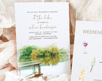 Lake Bachelorette Invitation, Lake Bachelorette Itinerary, At The Lake Invitation Instant Download Editable DIY, Camping Bachelorette Party