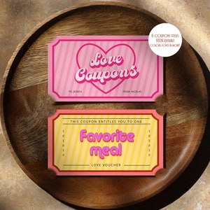Bearbeitbare Retro Liebe Gutschein Vorlage, Druckbarer Liebes Gutschein, Valentinstag Partner Geschenk, Vintage personalisierte Coupons, Sofortiger Download
