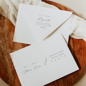 Modern Minimalist Wedding Envelope Address Template, Printable Wedding Envelope Template, Editable Wedding Envelopes, Templett